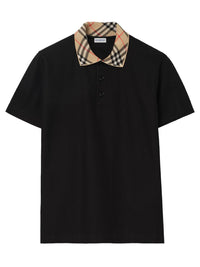 Burberry Men Check-Collar Cotton Polo Shirt