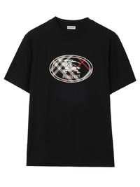 Burberry Men Check Knight Stamp Cotton T-Shirt