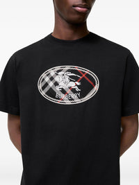 Burberry Men Check Knight Stamp Cotton T-Shirt