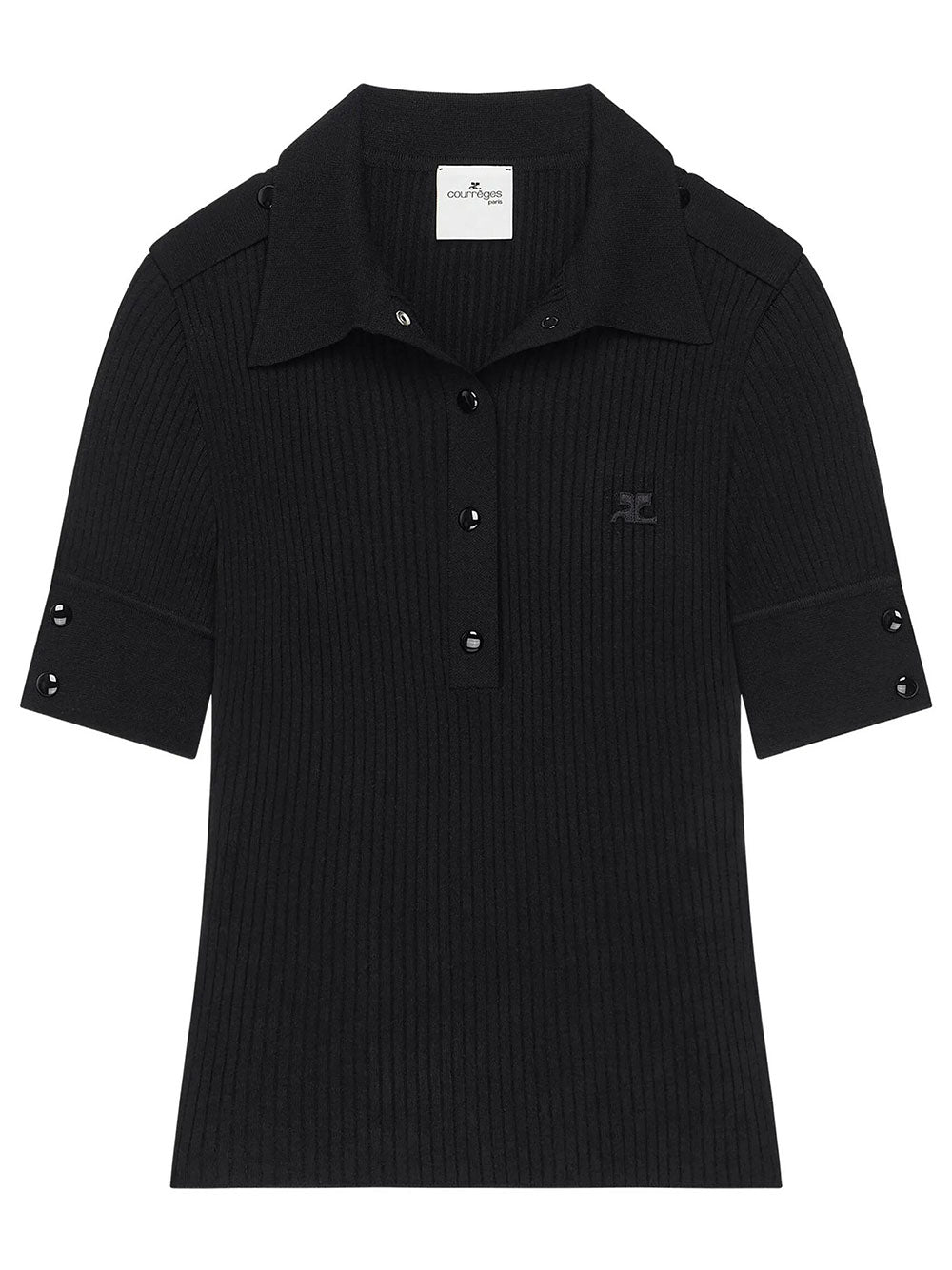 COURREGES Courreges Women Classic Rib Knit Short Sleeved Polo