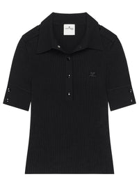COURREGES Courreges Women Classic Rib Knit Short Sleeved Polo