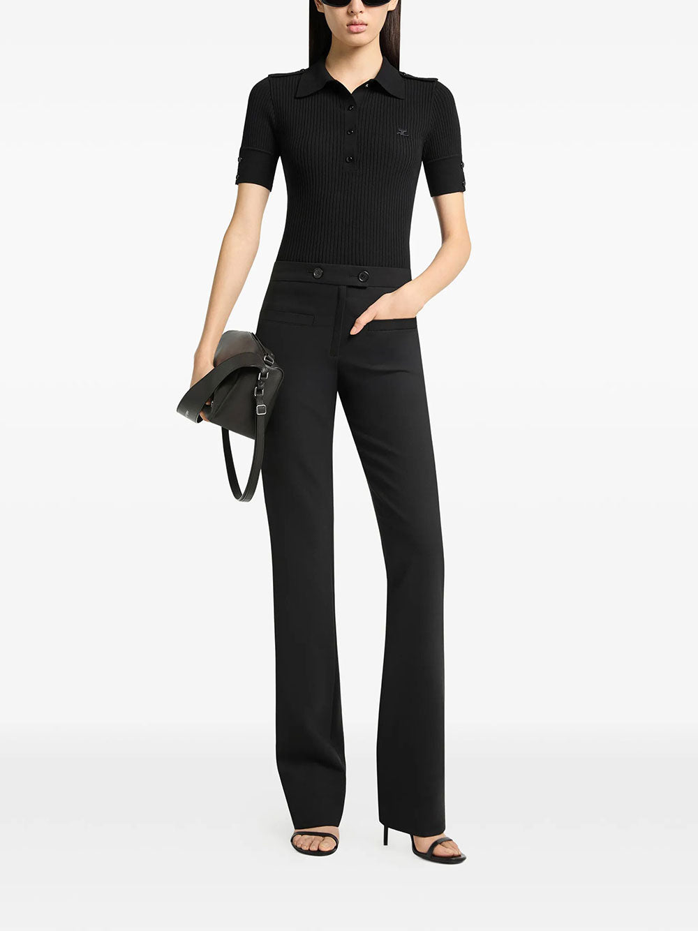 COURREGES Courreges Women Classic Rib Knit Short Sleeved Polo