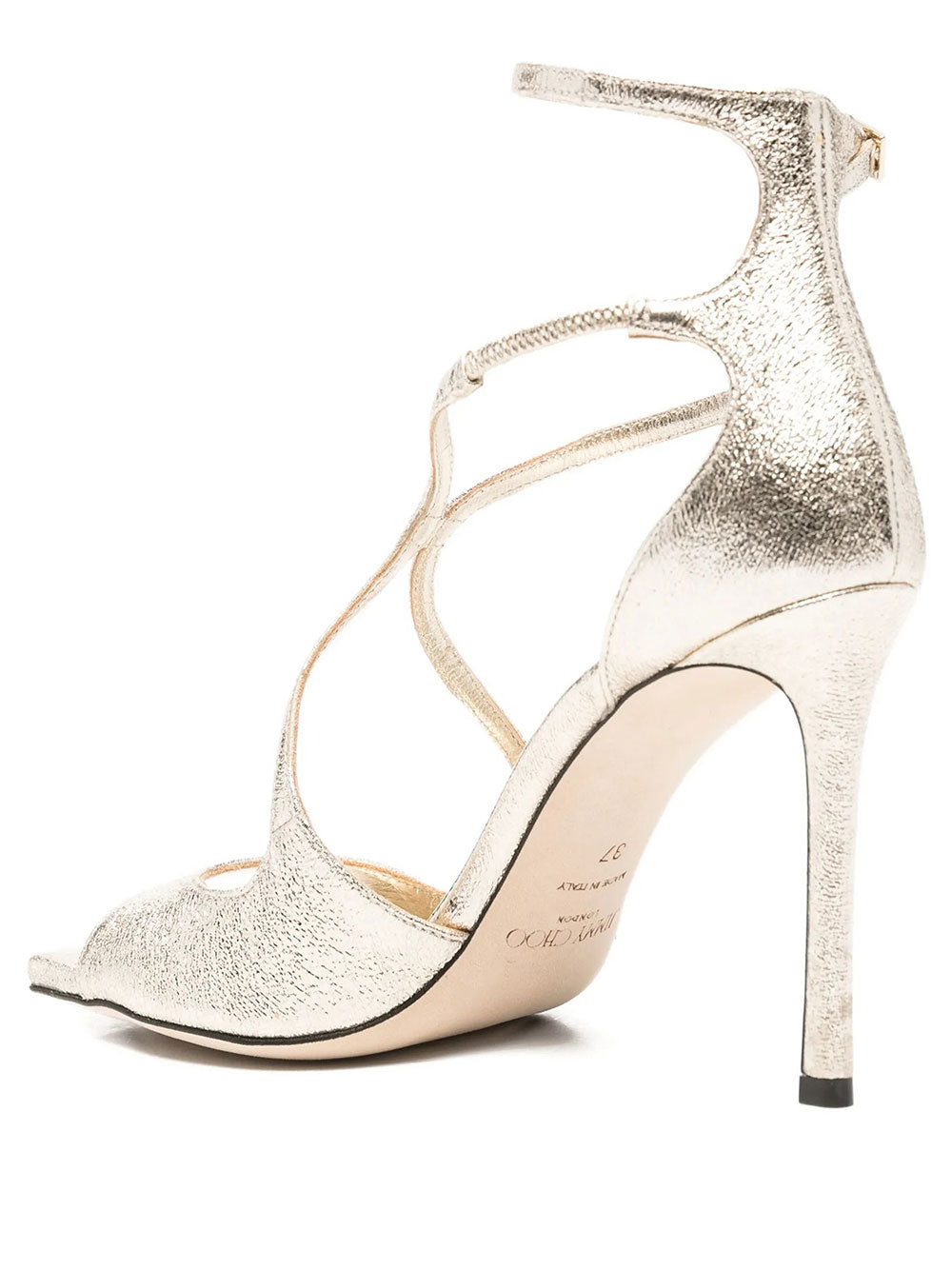 Jimmy Choo Women Azia 95 Platinum Brilliance Fabric Sandals