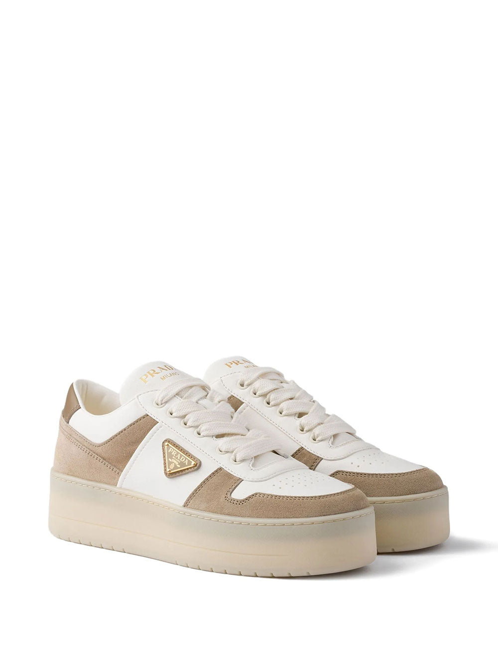 PRADA Prada Women Downtown Bold Nappa Leather And Suede Sneakers