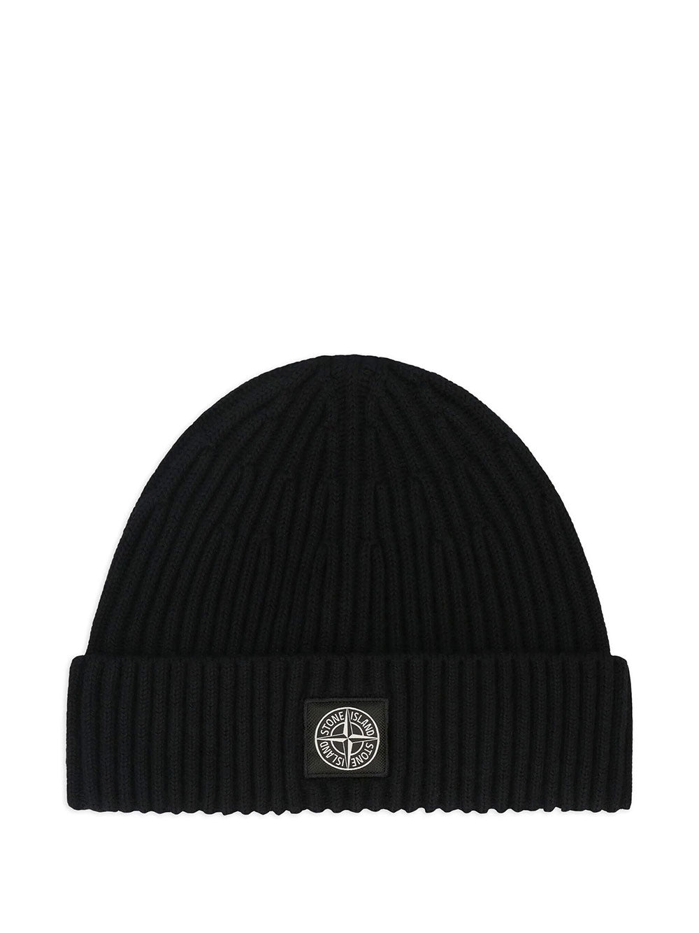 STONE ISLAND Ribbed Wool Beanie With Compass Patch Women