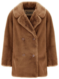 HERNO Herno Women Peacoat In Tocco Pelliccia Effetto Castoro