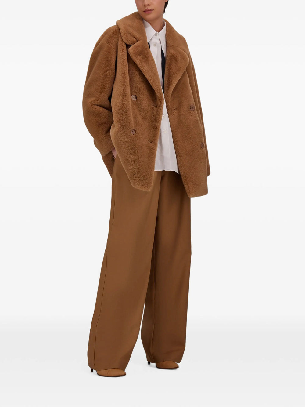 HERNO Herno Women Peacoat In Tocco Pelliccia Effetto Castoro