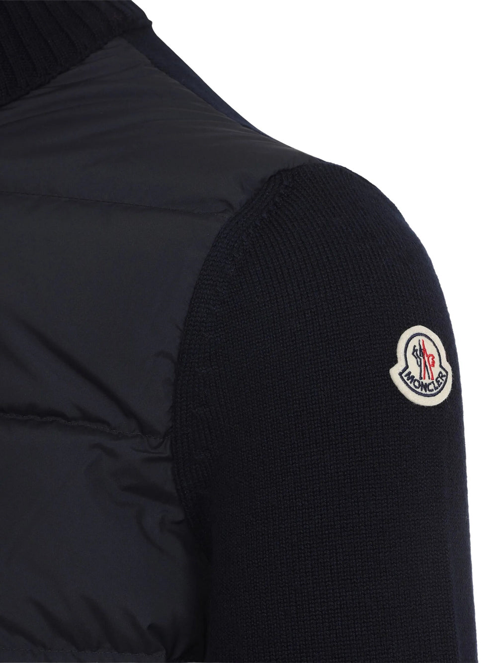Moncler Men Cardigan Imbottito In Lana Con Zip