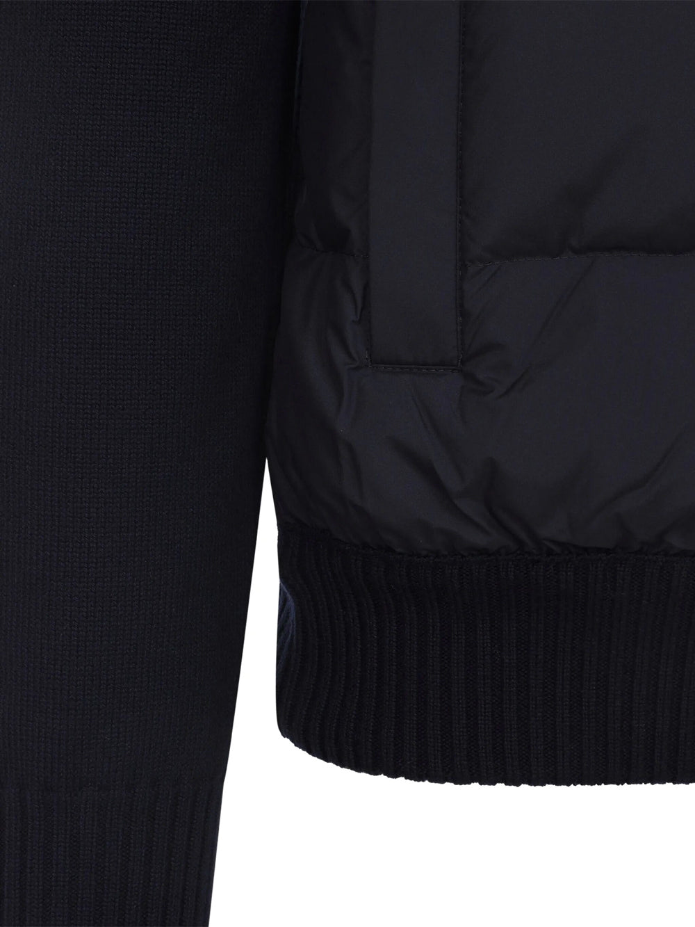 Moncler Men Cardigan Imbottito In Lana Con Zip