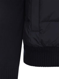 Moncler Men Cardigan Imbottito In Lana Con Zip