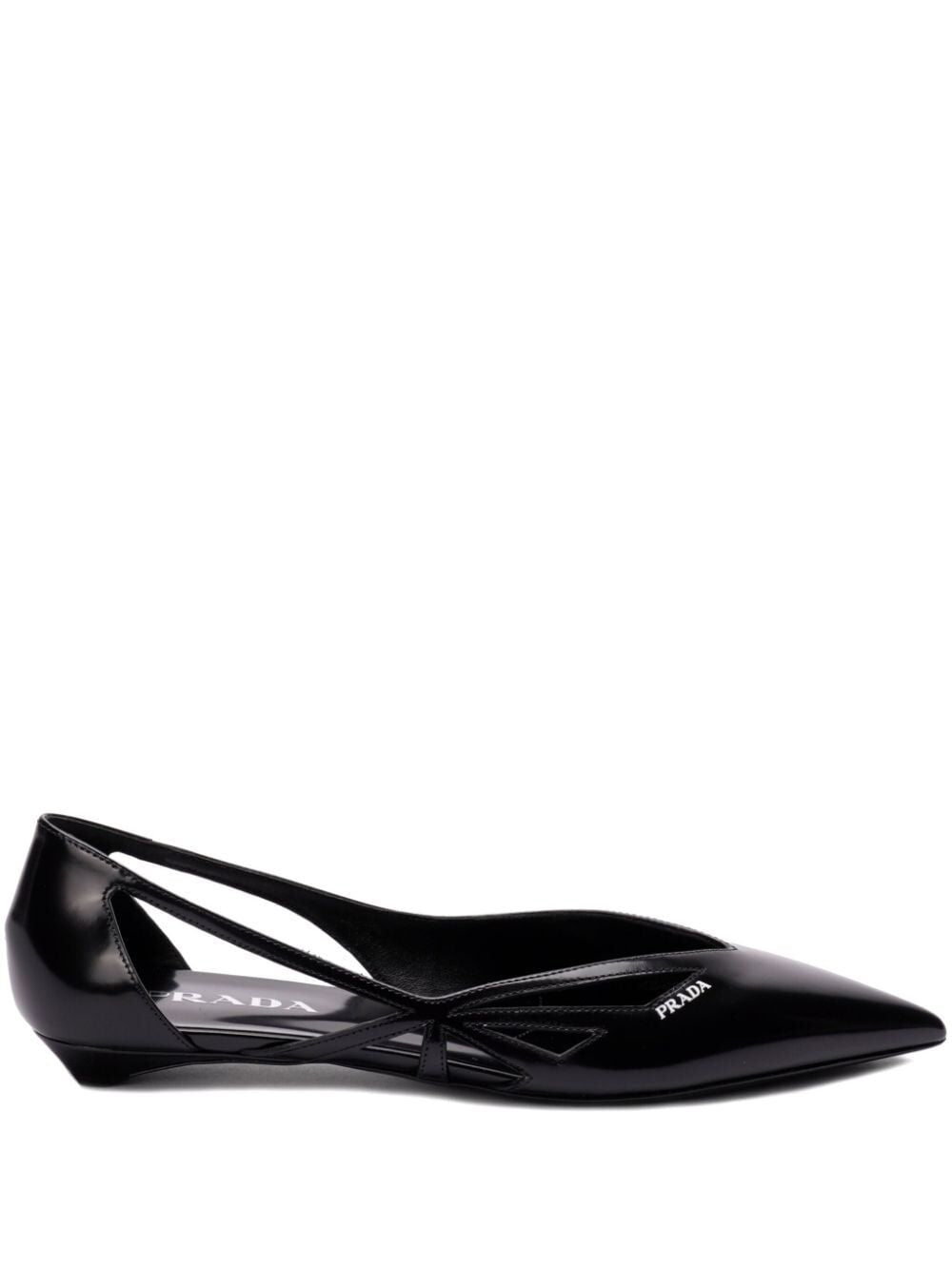 PRADA Prada Women Brushed Leather Cut-Out Ballerinas