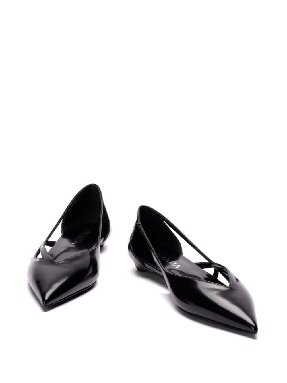 PRADA Brushed Leather Cut-Out Ballerinas Women