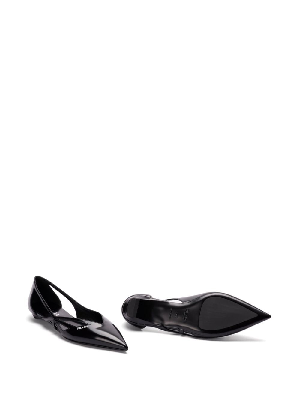 PRADA Prada Women Brushed Leather Cut-Out Ballerinas