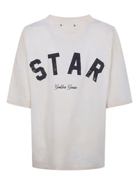 Golden Goose Men Star Unisex Vintage-Effect Cotton T-Shirt With Print On The Back