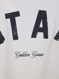 Golden Goose Men Star Unisex Vintage-Effect Cotton T-Shirt With Print On The Back