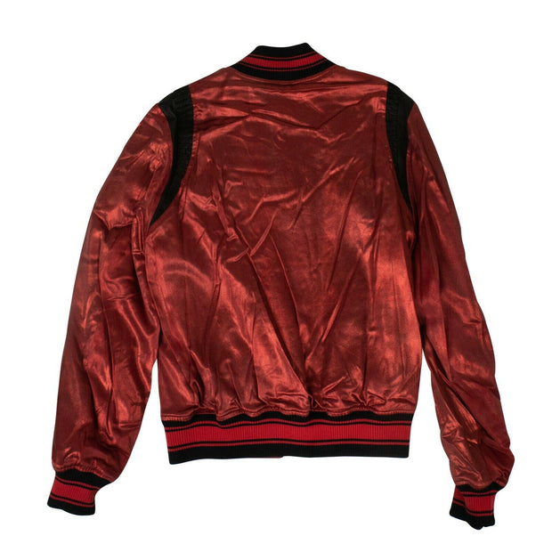 AMIRI Red Silk Metallic Varsity Jacket