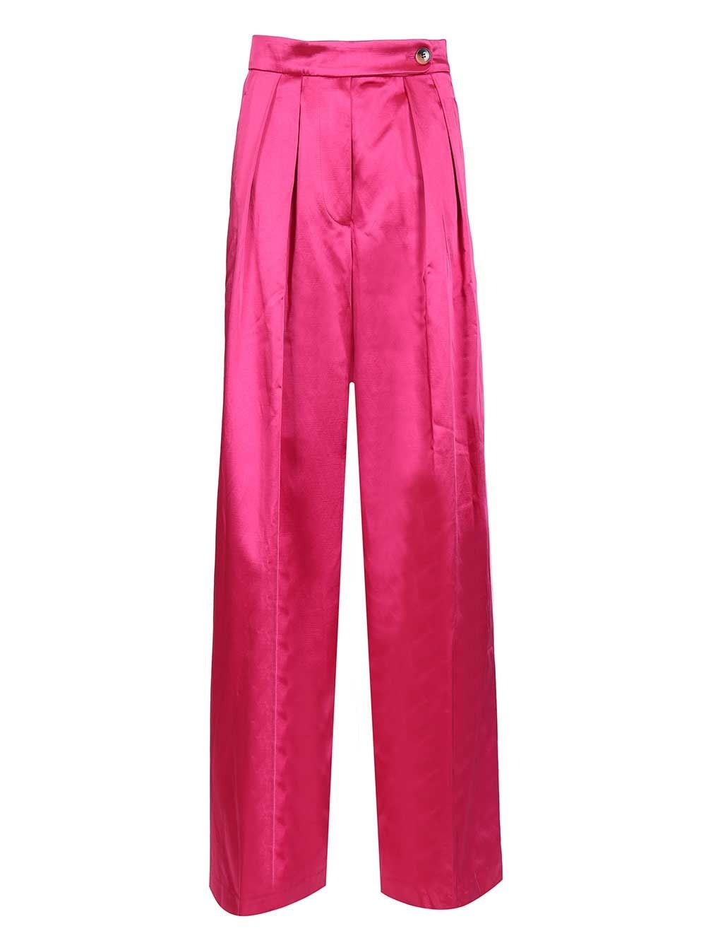 Dries Van Noten Women Wide Pink Trousers