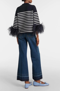 Valentino Garavani Valentino Garavani Striped Feather-Trimmed Blouse