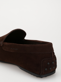 Tods Suede Gommino Driving Shoes Dark Brown