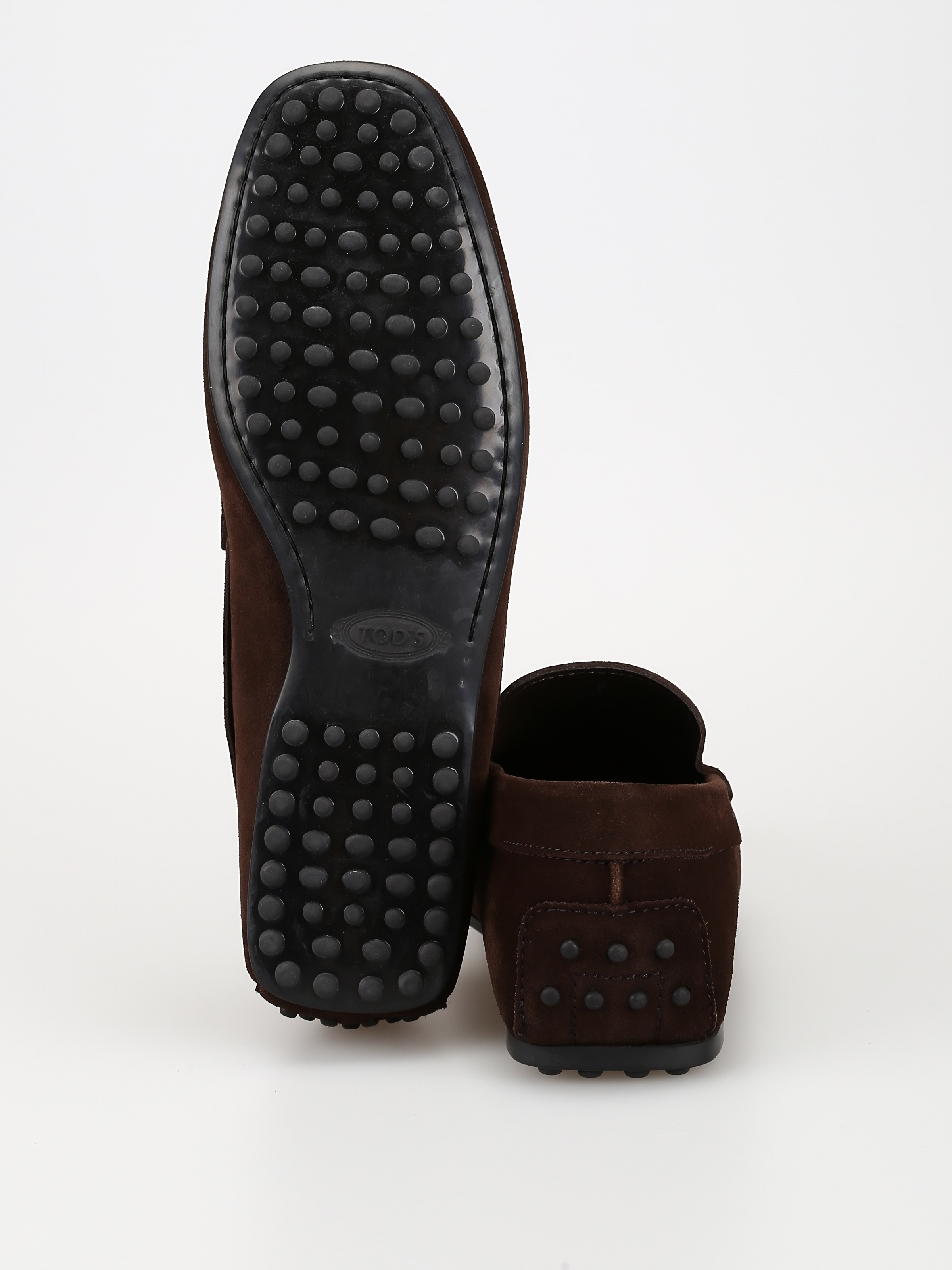 Tods Suede Gommino Driving Shoes Dark Brown