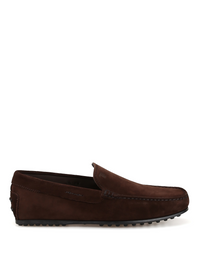 Tods Suede Gommino Driving Shoes Dark Brown