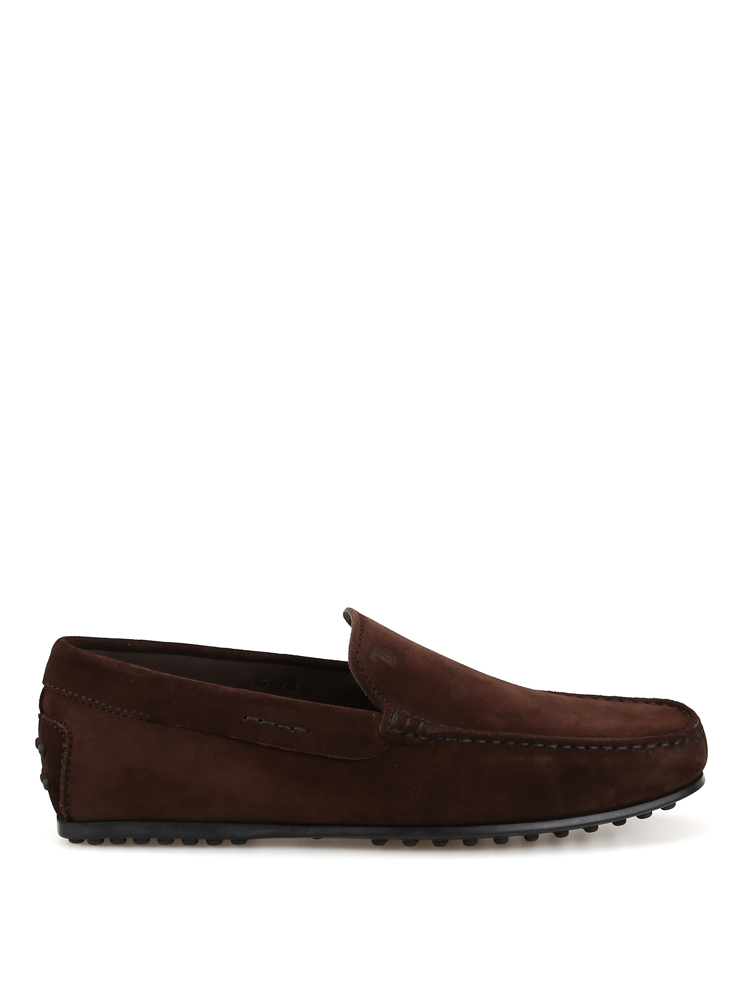 Tods Suede Gommino Driving Shoes Dark Brown