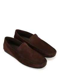 Tods Suede Gommino Driving Shoes Dark Brown