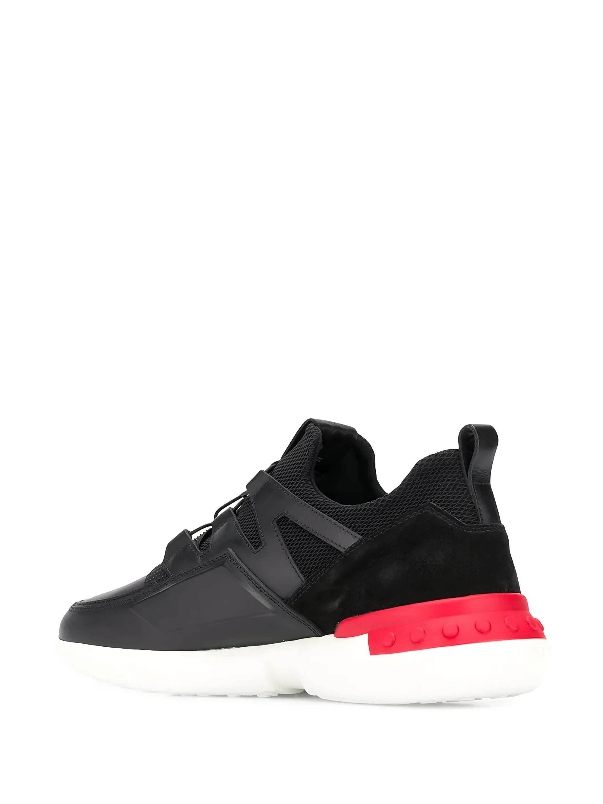 Tods Black Mixed-Material Low-Top Sneakers Gommato Heel