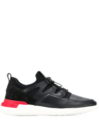 Tods Black Mixed-Material Low-Top Sneakers Gommato Heel