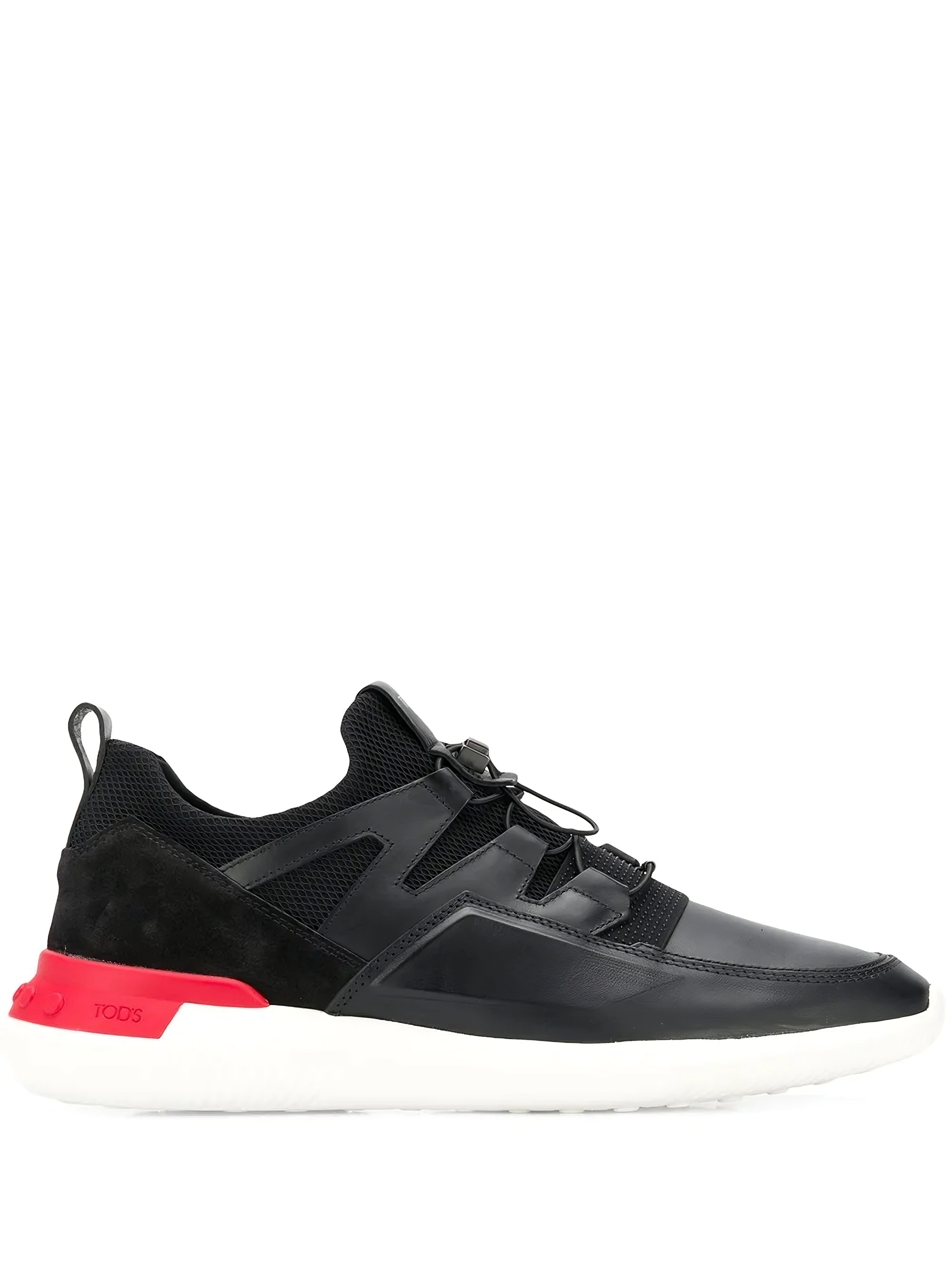 Tods Black Mixed-Material Low-Top Sneakers Gommato Heel
