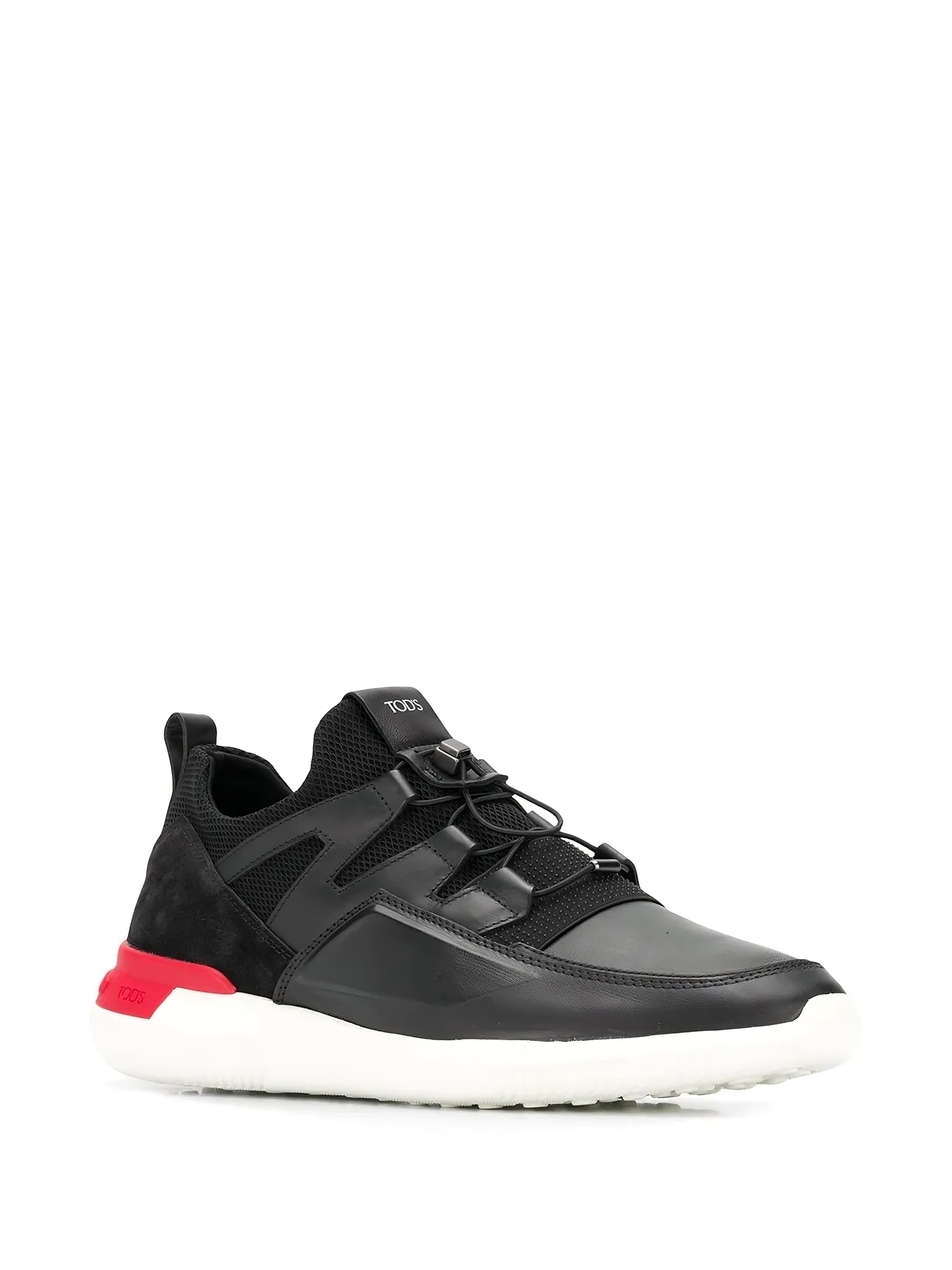 Tods Black Mixed-Material Low-Top Sneakers Gommato Heel