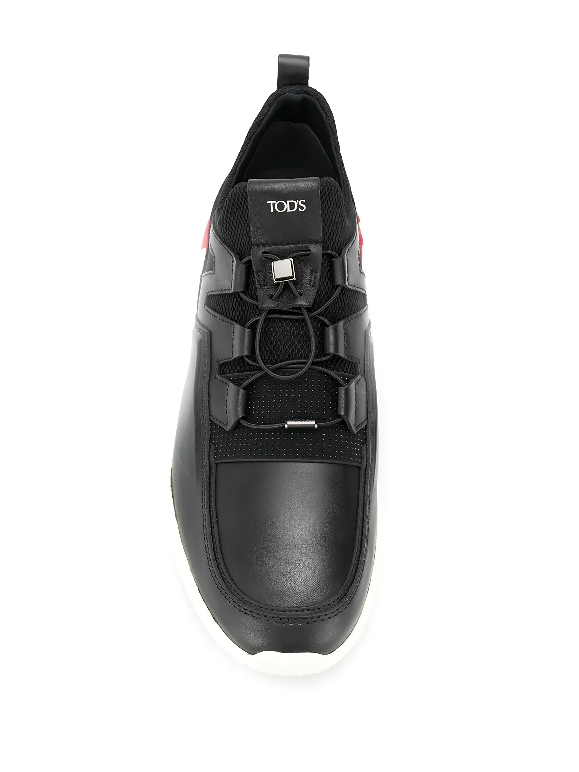 Tods Black Mixed-Material Low-Top Sneakers Gommato Heel