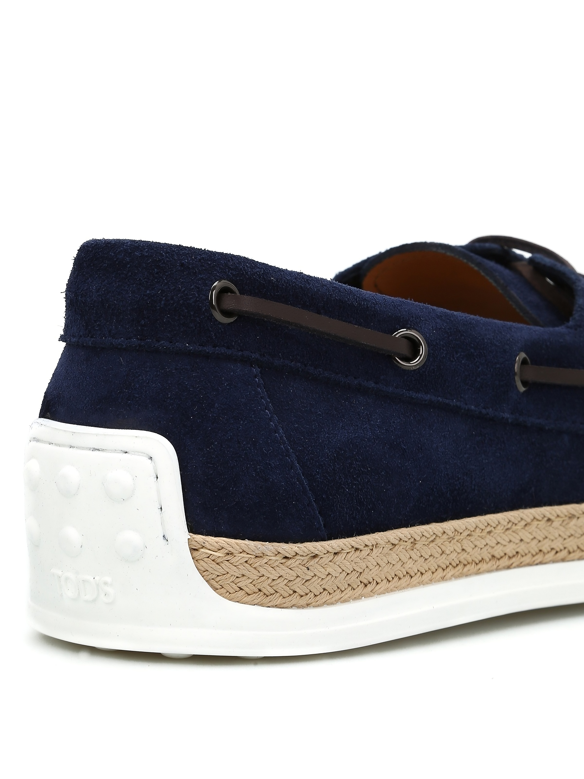 Tods Suede Espadrille Boat Loafers in Navy