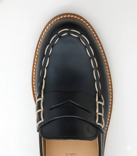 Tods Smooth Leather Penny Loafers with Contrast Stitching