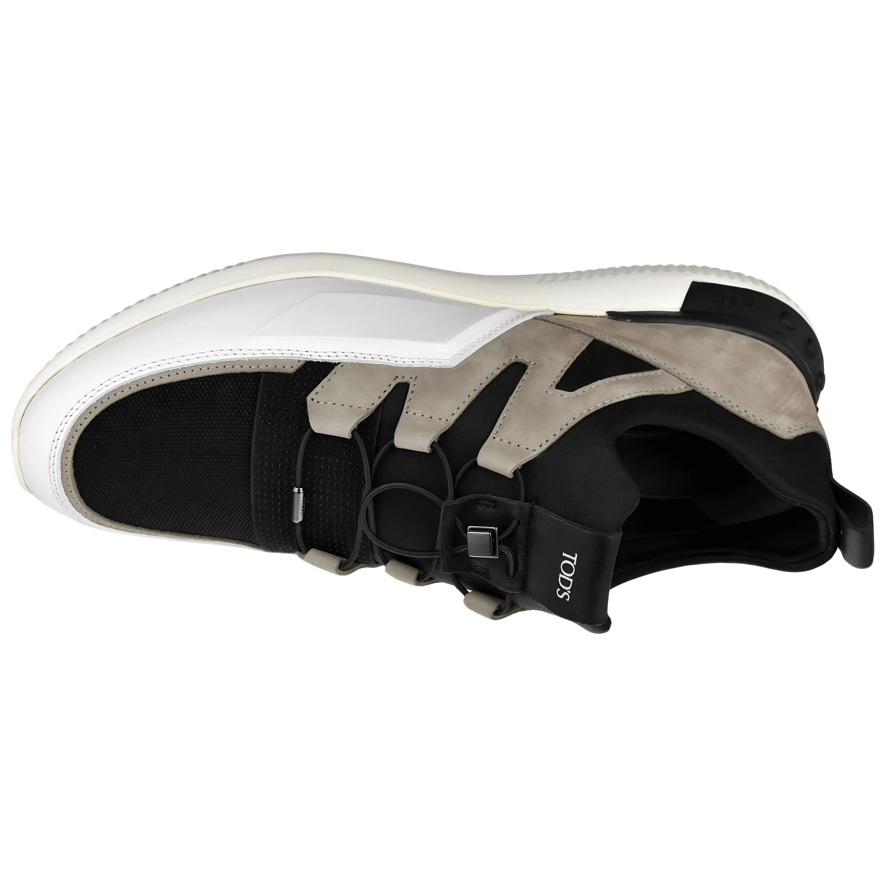 Tods Mesh Leather Elastic-Lace Low-Top Sneakers