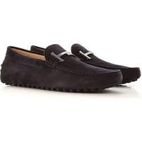 Tods Suede Gommino Driving Loafers with Metal Buckle Black