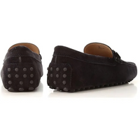 Tods Suede Gommino Driving Loafers with Metal Buckle Black