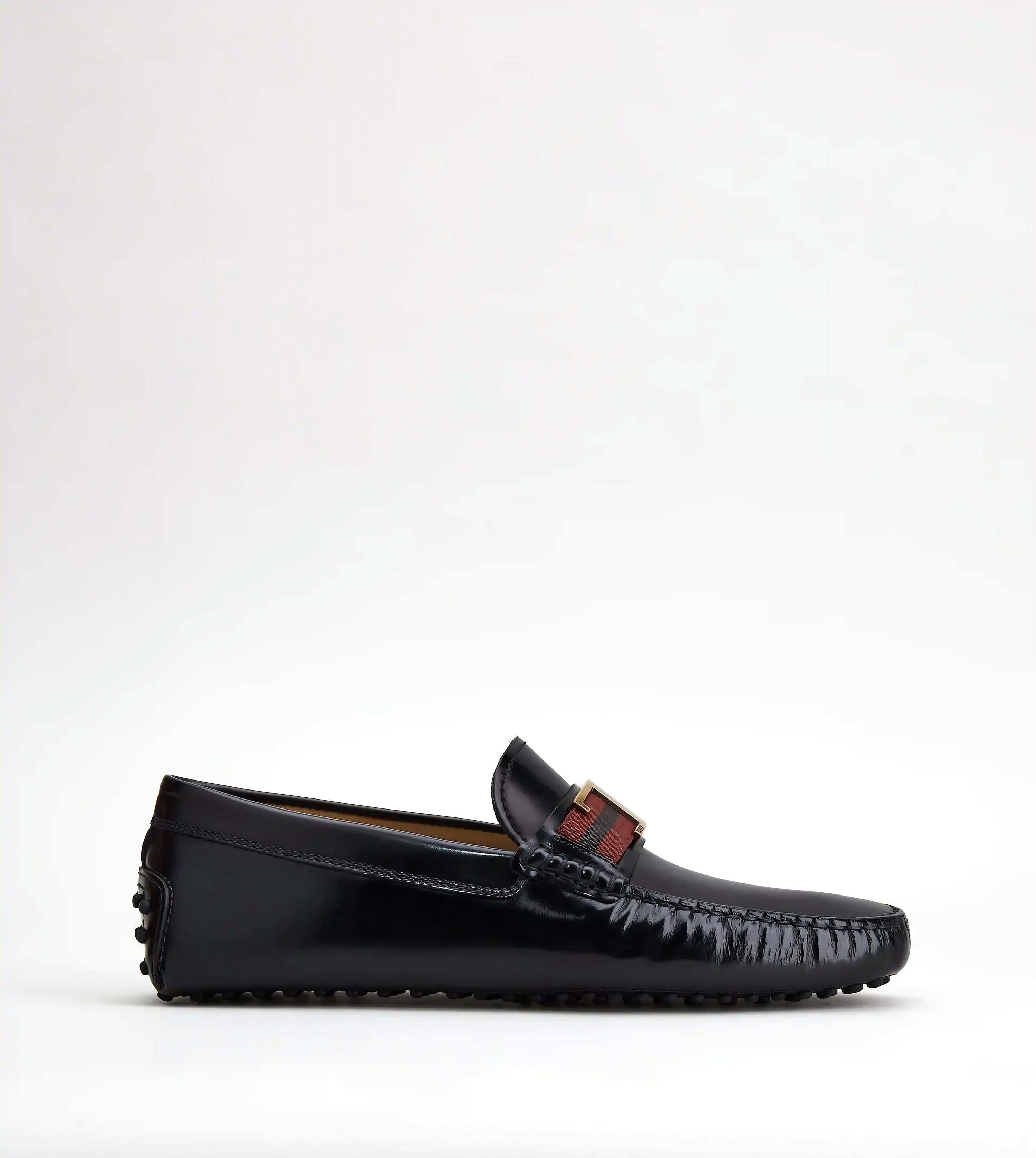 Tods Polished Leather Gommino Buckle Loafers