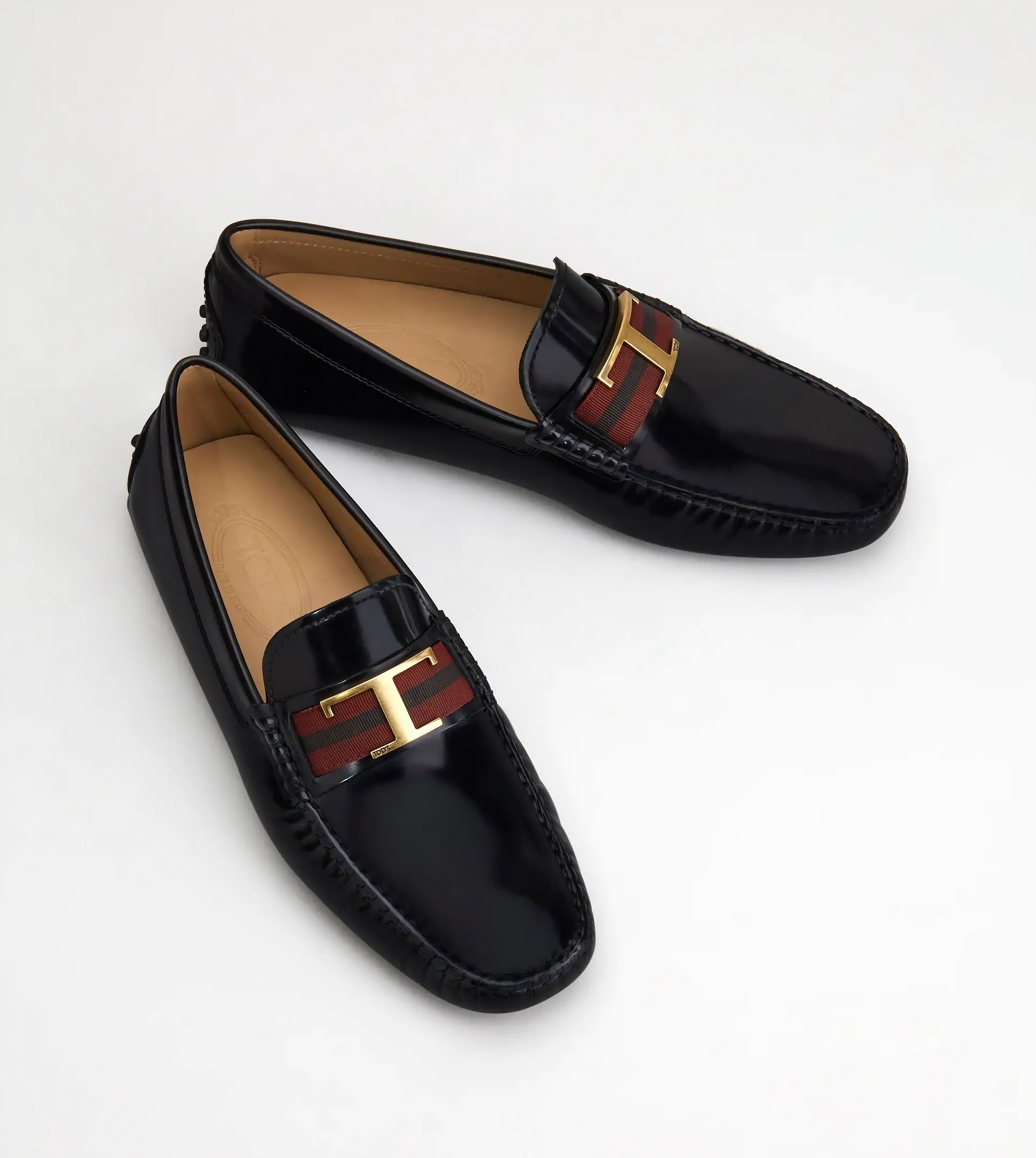 Tods Polished Leather Gommino Buckle Loafers
