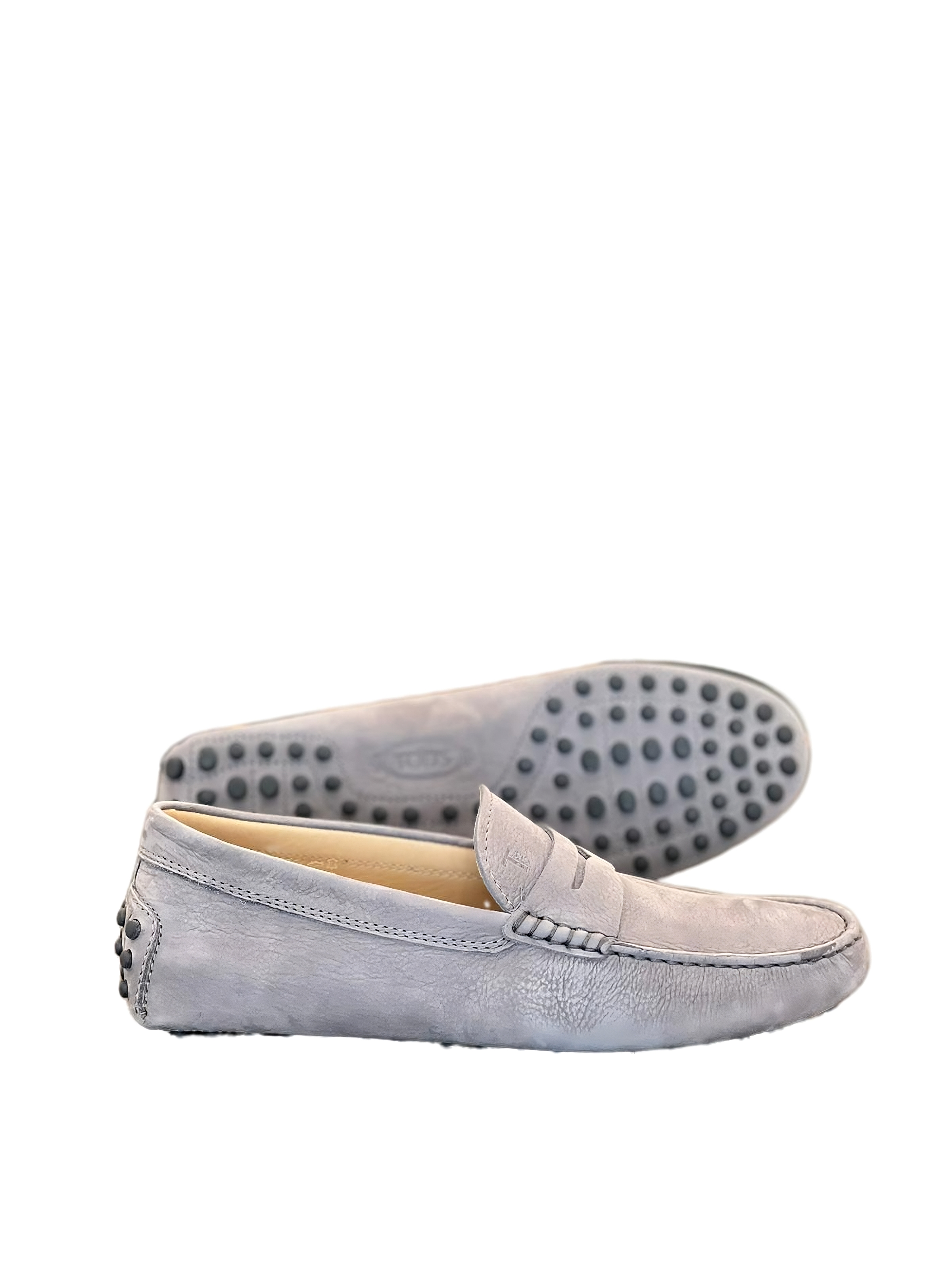 Tods Leather Gommino Driving Shoes Grey