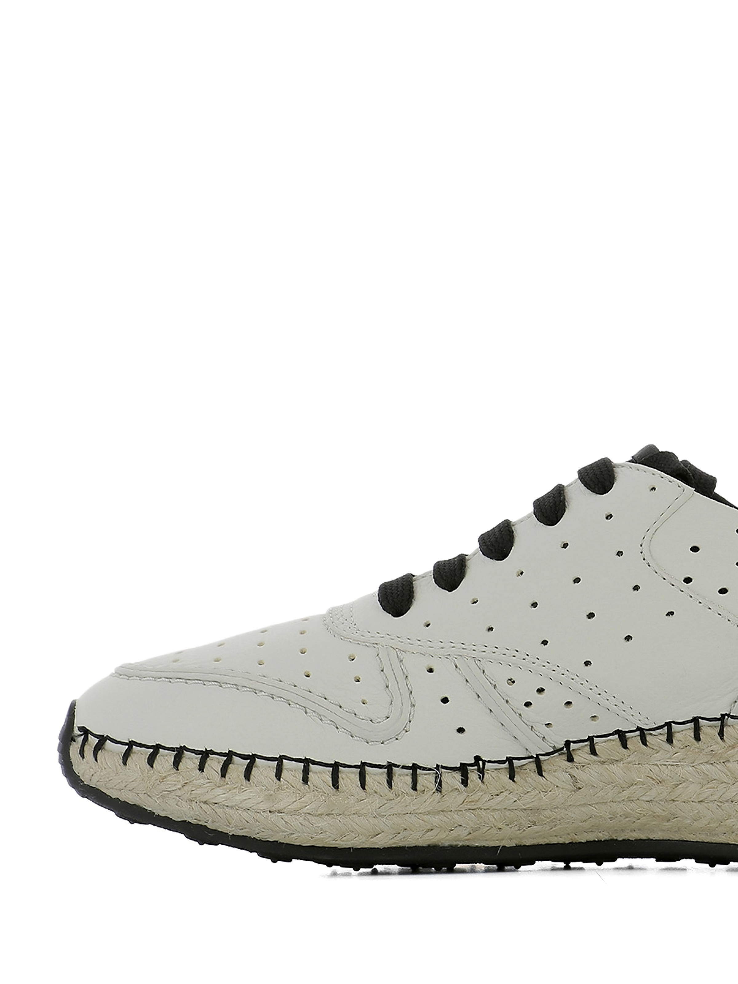 Tods Perforated Leather Low-Top Sneakers Espadrille Sole White Black