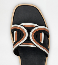 Tods Women's Leather Multi-Strap Flat Sandals Black Multi