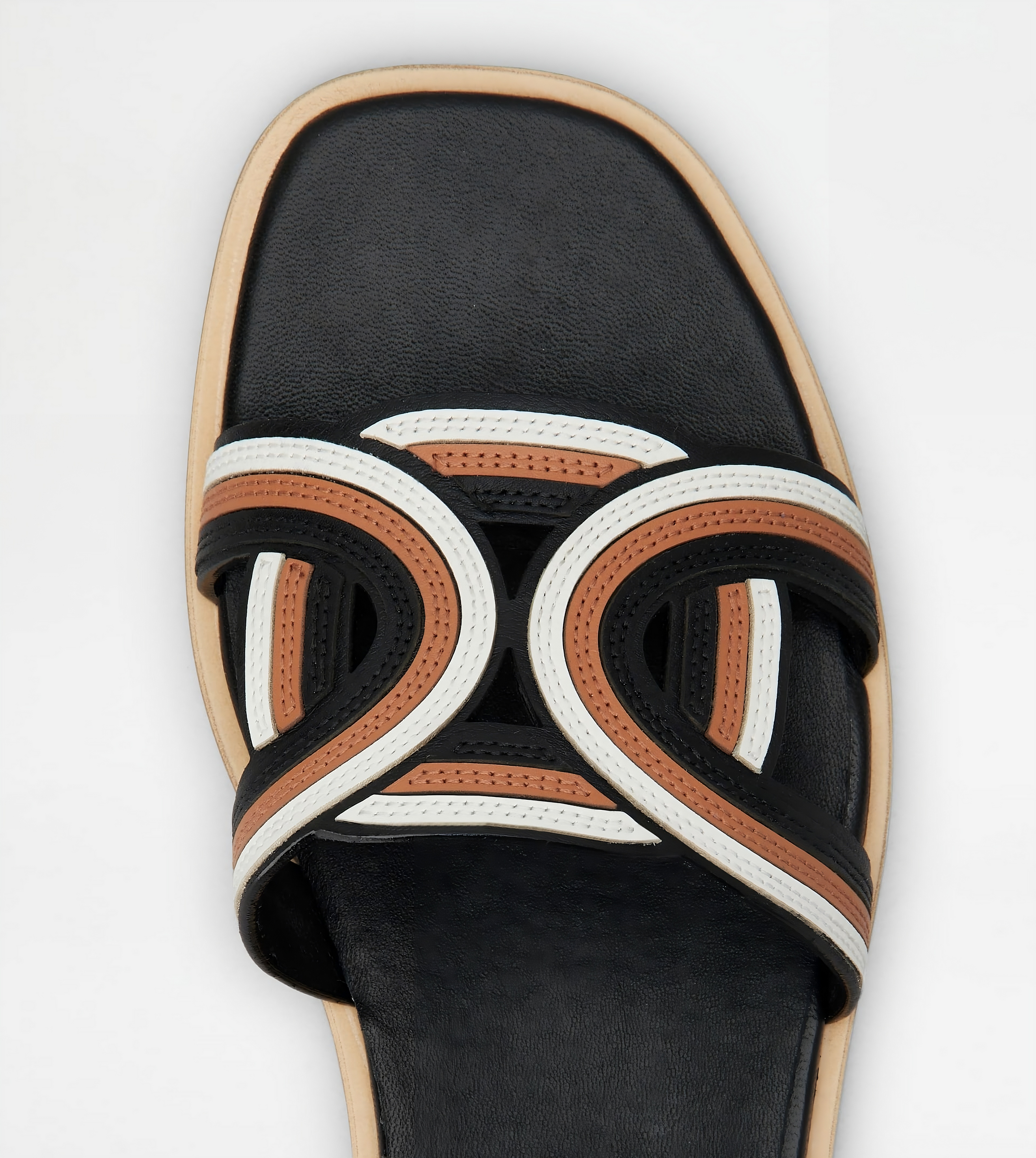 Tods Women's Leather Multi-Strap Flat Sandals Black Multi