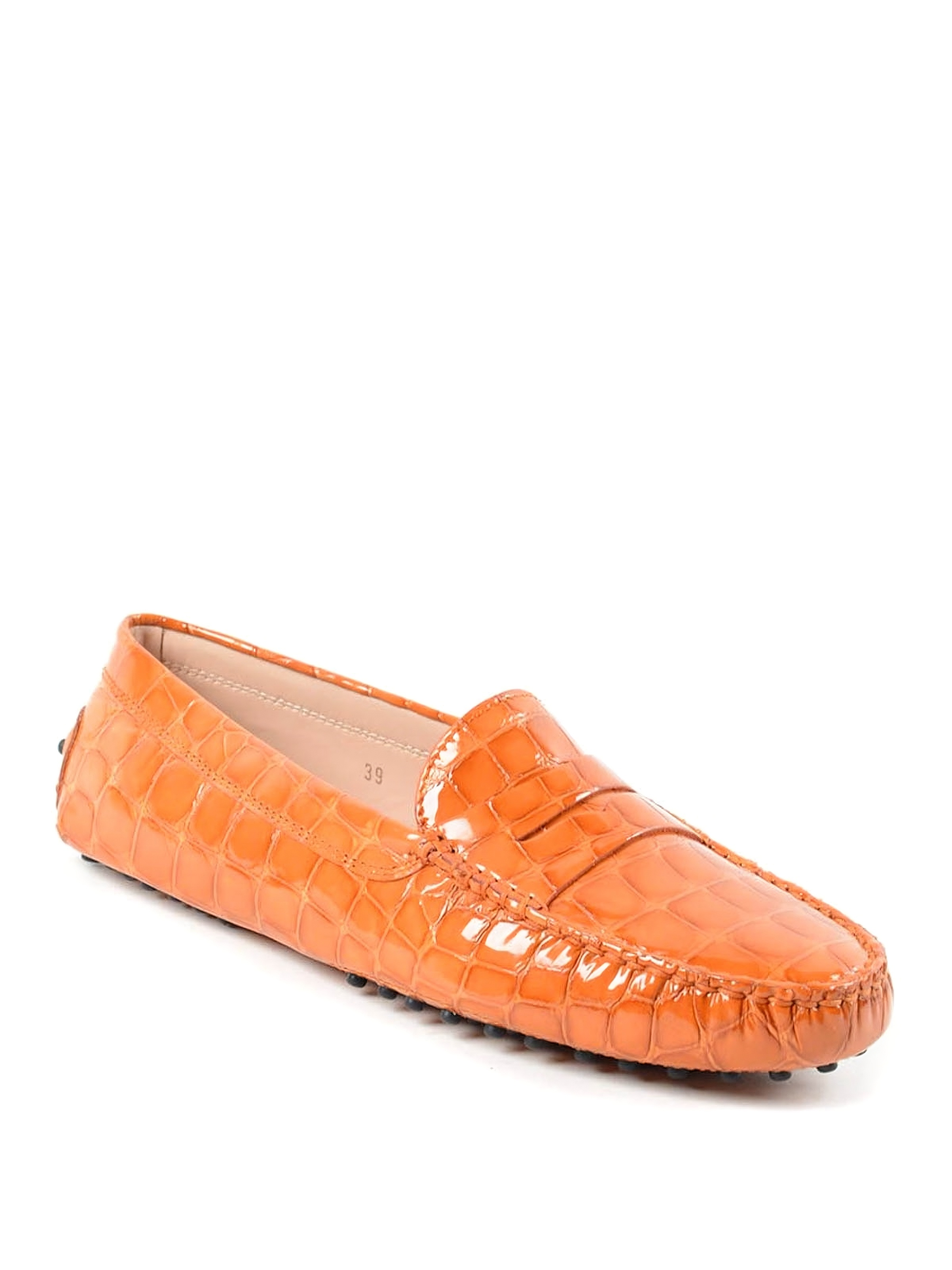 Tods Women's Patent Crocodile-Effect Gommino Loafers