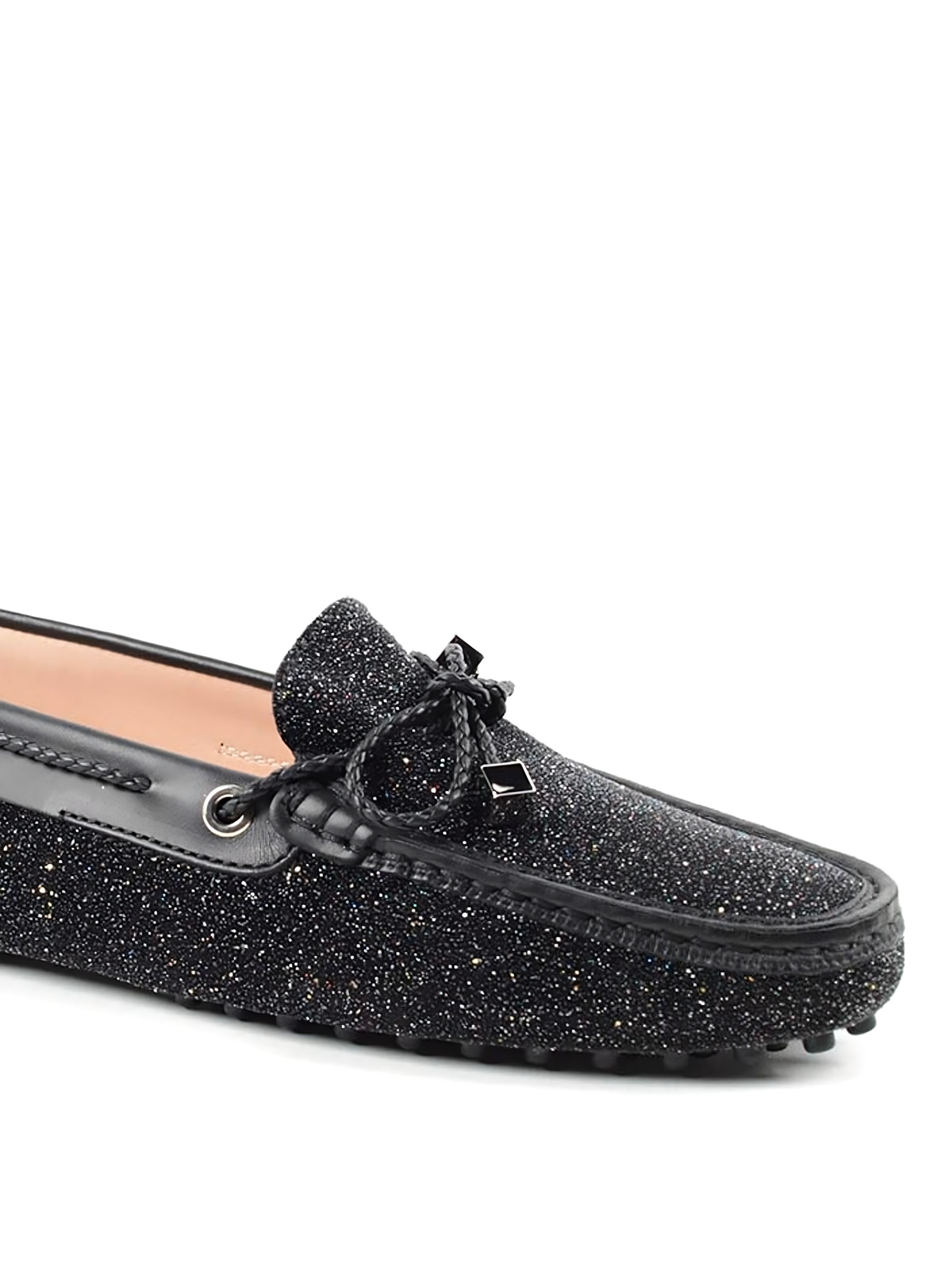Tods Glitter Gommino Driving Shoes Black