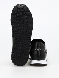 Tods Leather Fringe Metallic Chain Slip-On Sneakers