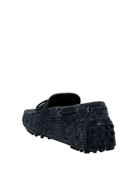 Tods Textured Fabric Gommino Loafers Anthracite