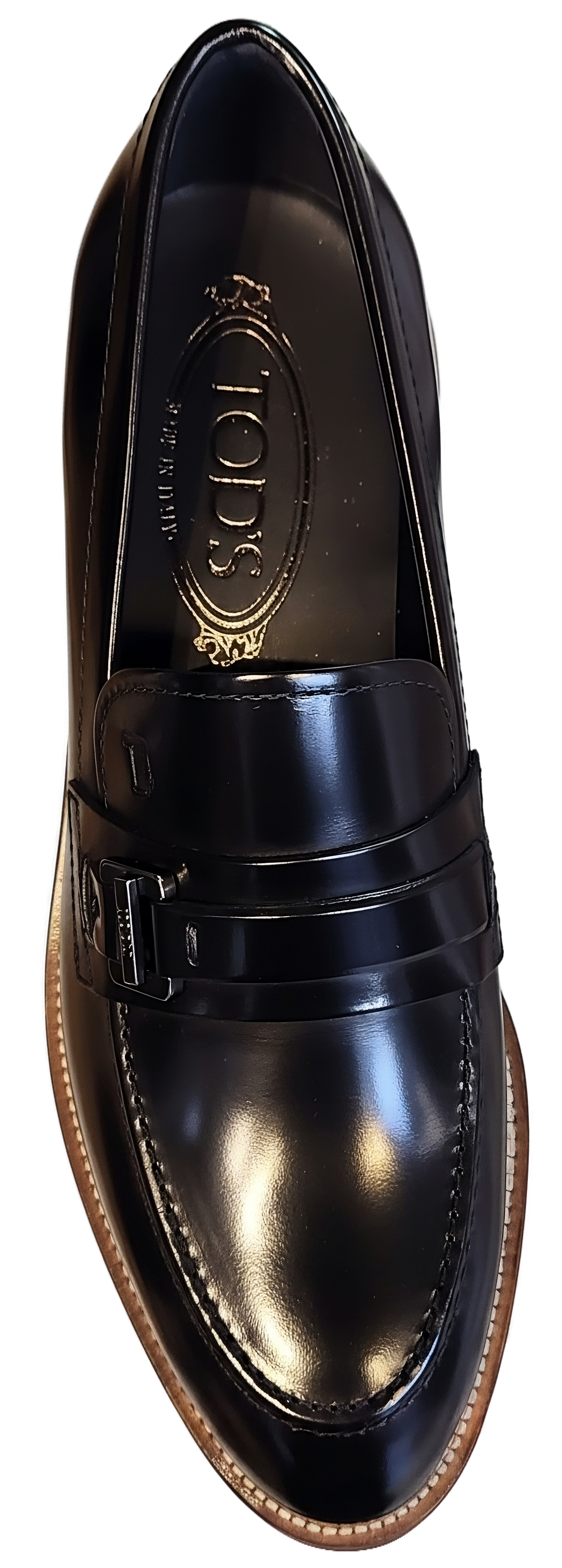 Tods Polished Leather Buckle Loafers Black