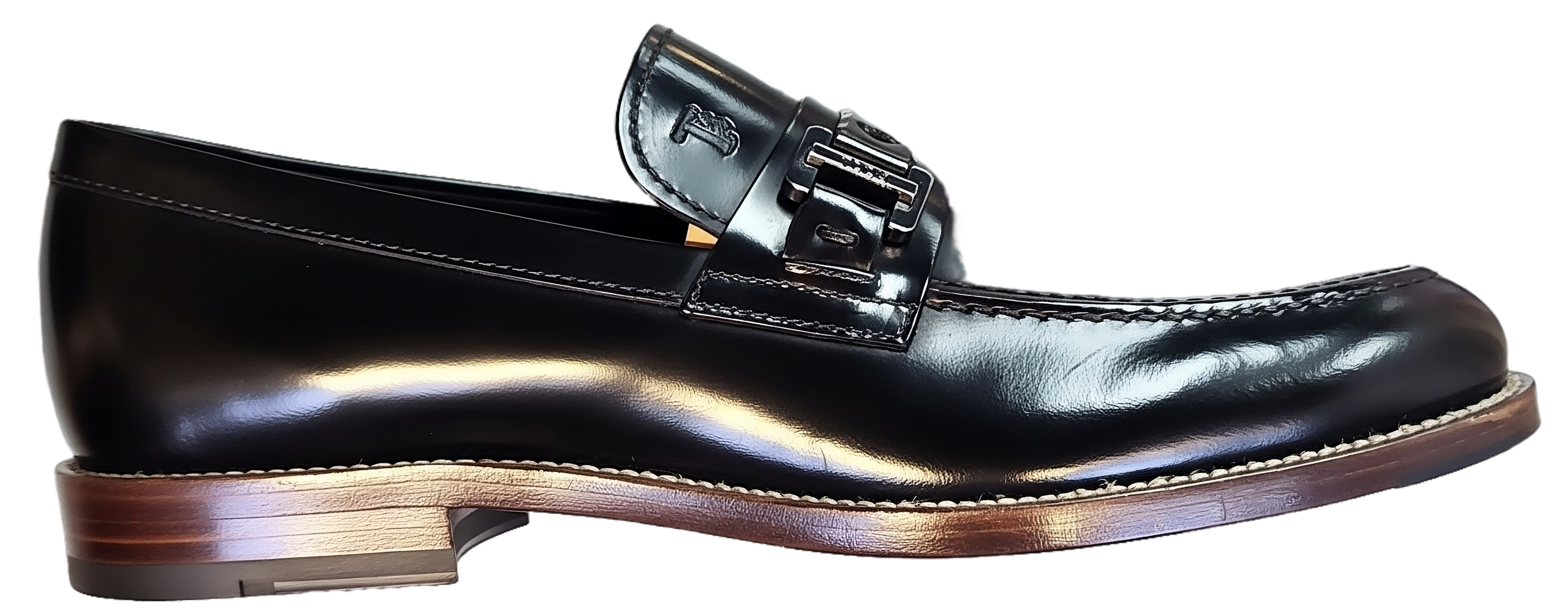 Tods Polished Leather Buckle Loafers Black