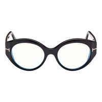 Tom Ford Tom Ford Eyeglasses Round Full Rim, Shiny Black Frame and Clear/Blue-Light Block Lenses Lens FT5950-B001